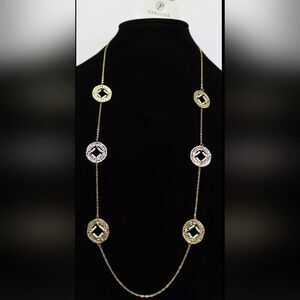 Gold Filigree Necklace with Small Simulated Pearls by Versona NWT 36"